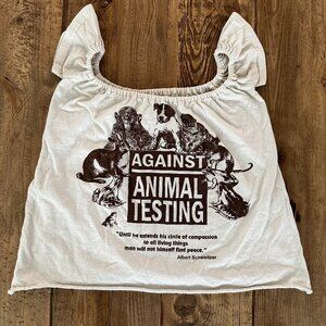 Against Animal Testing Off The Shoulder Babydoll Top Tee Women's - Custom, Indie